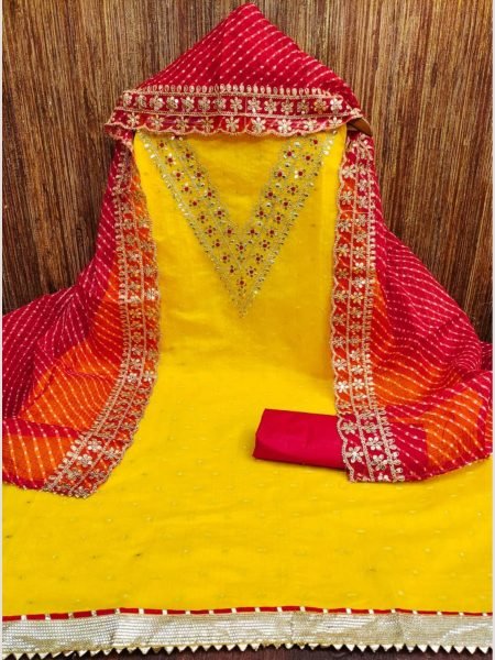 Designer Latest Yellow Color Modal Buti Dress Material Collection  Color Set Matching Dress Material Wholesale