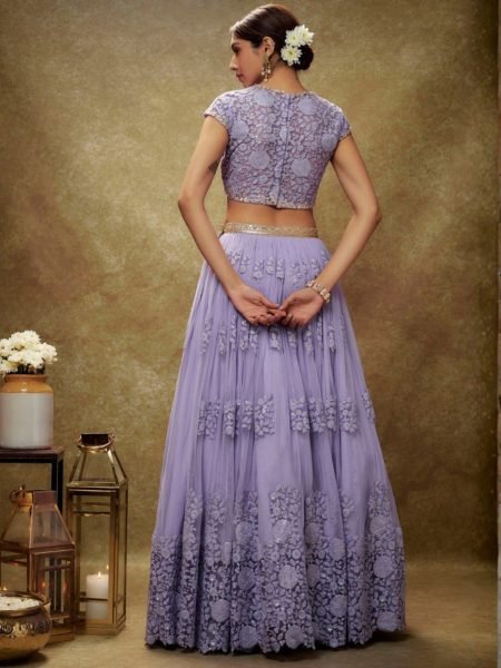 Designer Lavender Lehenga with Crystal Lace Blouse at Manufacturer Price Designer Lehenga Choli