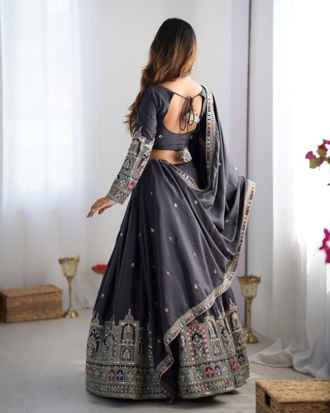 Designer Lehenga Choli Near Me Natural Crepe Silk Wedding Lehenga with Embroidery Work Online Collection at Wholesale Rate Designer Lehenga Choli