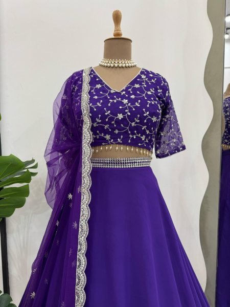 Designer Lehenga with Canvas Patta Heavy Embroidery with Butterfly Net Dupatta Designer Lehenga Choli