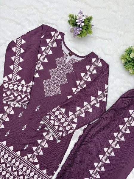 Designer Maroon Printed Kurta Palazzo Set with Lace Sleeves for Women s Casual Wear  CO ORD Sets