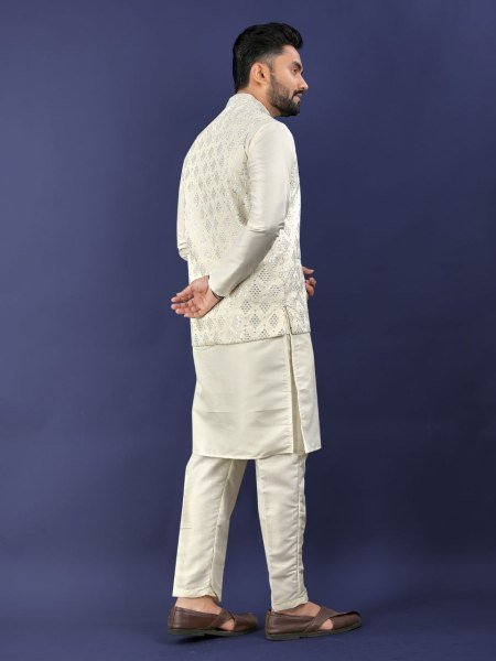Designer Mens Nehru Jacket Kurta Pajama in Premium Silk Kurta Pajama Wholesale
