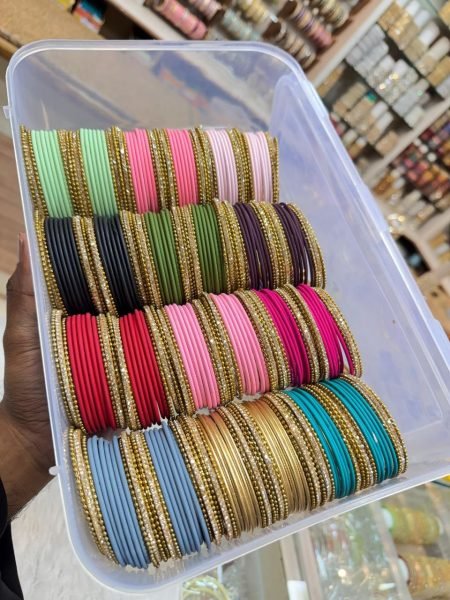 Designer Metal Bangles Combo Box with 12 Color Sets for Women and Girls Fashion Accessories Wholesale