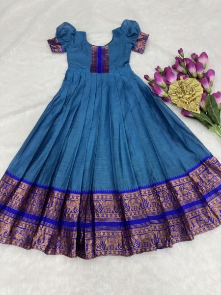 Designer Mom Daughter Gown Set Full Flair Cotton Silk Banarasi Style Ready to Ship at Manufacturer Rate Girls Wear