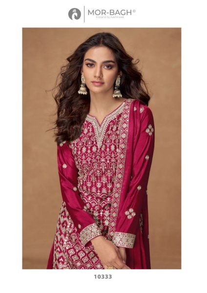 Designer Mor Bagh Chinon Silk Embroidery Salwar Suit at Low Price Designer Plazzo Salwar Suits Wholesale