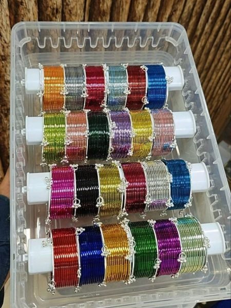 Designer Multi Color Jelly Glossy Metal Bangles Combo Box with Storage Box 