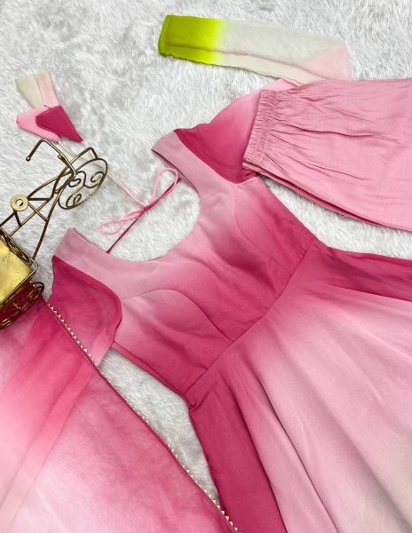 Designer Multi Pink Georgette Anarkali Kurti Set for Wedding Functions Anarkali Kurtis 
