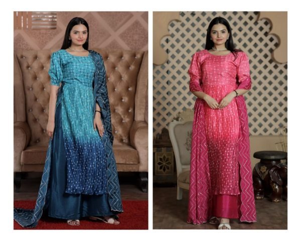 Designer muslin crochet Printed Kurti Plazzo Set  3 Piece Kurti Set