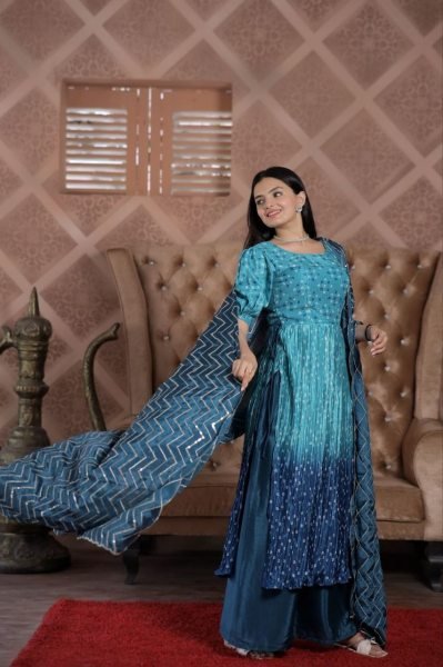 Designer muslin crochet Printed Kurti Plazzo Set  3 Piece Kurti Set