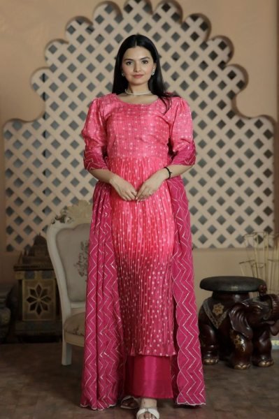 Designer muslin crochet Printed Kurti Plazzo Set  3 Piece Kurti Set