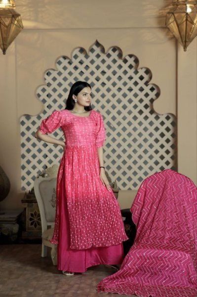Designer muslin crochet Printed Kurti Plazzo Set  3 Piece Kurti Set
