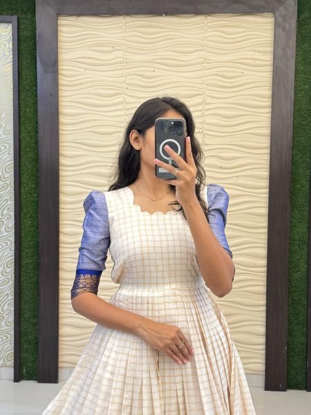 Designer Narayan Peth Silk Paithani Gown with Jacquard Border for Women Anarkali Kurtis 