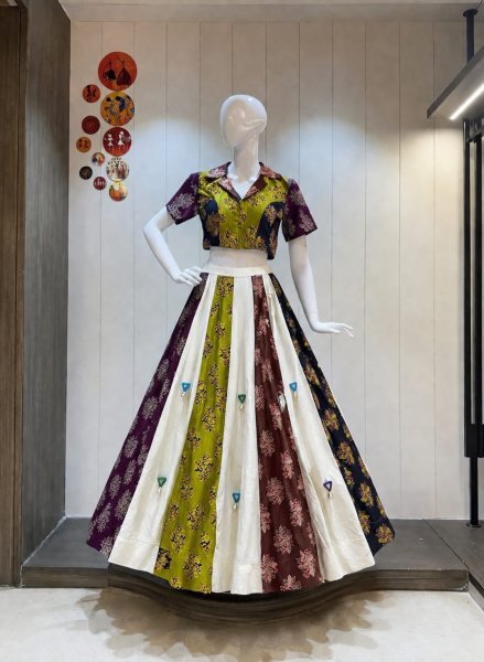 Designer Navratri Heavy Ajrakh Cotton Lehenga Choli with Khadi Cotton and Mirror Work Navratri Lehnega Choli