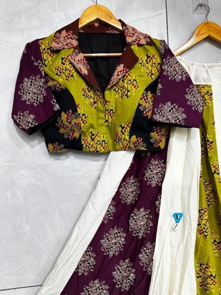 Designer Navratri Heavy Ajrakh Cotton Lehenga Choli with Khadi Cotton and Mirror Work Navratri Lehnega Choli