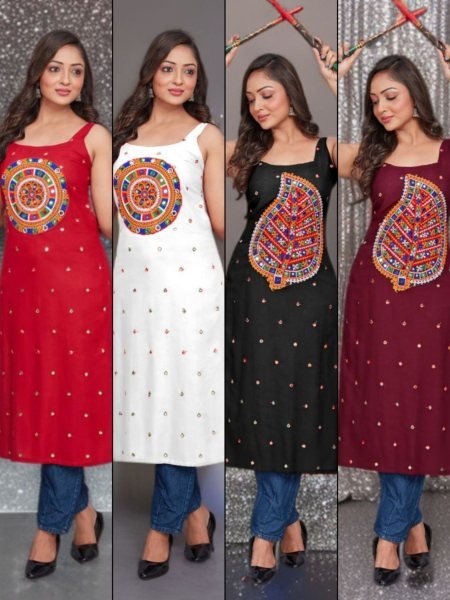 Designer Navratri  Long Cut kurti   Straight Cut Long Kurtis