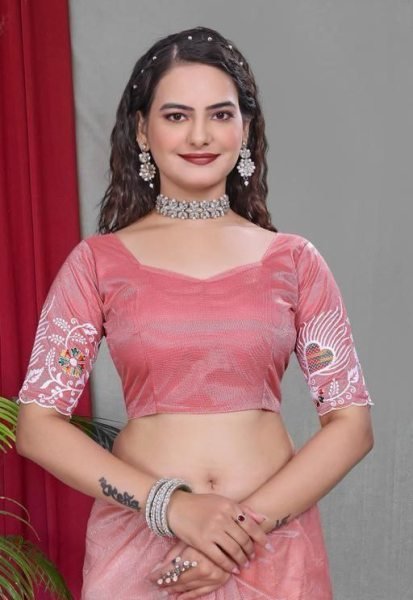 Designer Net Saree Pastel Shades with Heavy Embroidery Work Net Sarees Wholesale