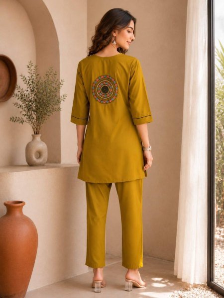 Designer Office Wear Rayon Emboidery Kurti Plazo Set For summer styling  CO ORD Sets
