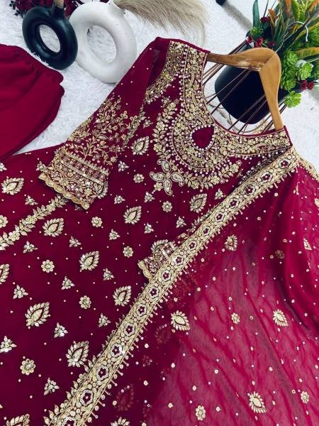 Designer Party Wear Look Top-Plazzo and Dupatta With Heavy Embroidery Work  Stitched Suit Collection  Ready To Wear Collection