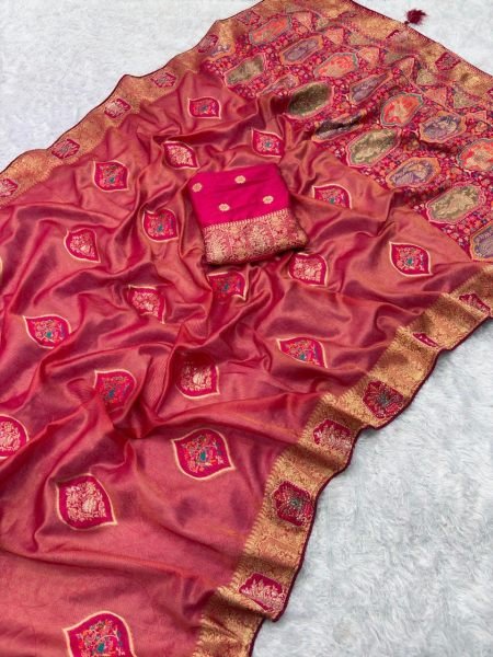 Designer Peach Champagne Gold Saree with Tassel Detailing For Wedding  Printed Cotton Sarees Wholesale