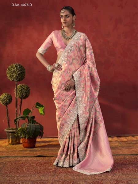 Designer Pink Pure Viscose Saree with Scalloped Border and Elegant Weaving at Direct Factory Price Sarees 