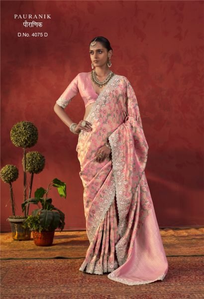 Designer Pink Pure Viscose Saree with Scalloped Border and Elegant Weaving at Direct Factory Price Designer Wedding Sarees Wholesale