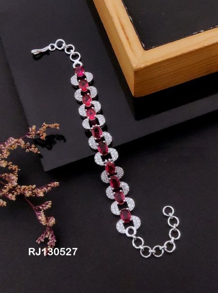 Designer Pink Stone American Diamond Bracelet at Wholesale Rate Fashion Accessories Wholesale
