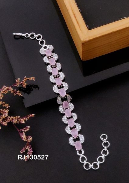 Designer Pink Stone American Diamond Bracelet at Wholesale Rate Fashion Accessories Wholesale