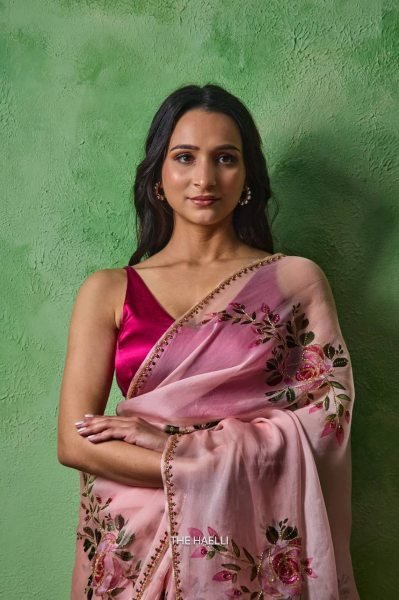 Designer Pink Summer Saree with Sparrow Print and Handwork Border Printed Cotton Sarees Wholesale