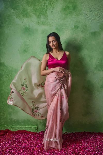 Designer Pink Summer Saree with Sparrow Print and Handwork Border Printed Cotton Sarees Wholesale