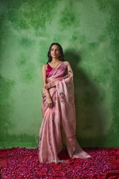 Designer Pink Summer Saree with Sparrow Print and Handwork Border Printed Cotton Sarees Wholesale
