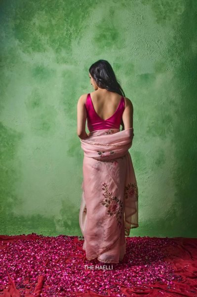 Designer Pink Summer Saree with Sparrow Print and Handwork Border Printed Cotton Sarees Wholesale