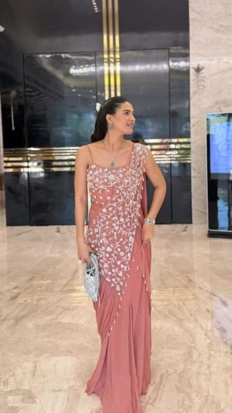 Designer Pre Draped Saree with Embroidery for Wedding Wear Ready To Wear Saree 