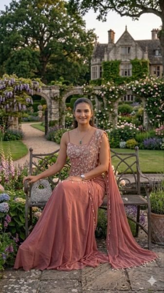 Designer Pre Draped Saree with Embroidery for Wedding Wear Ready To Wear Saree 