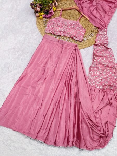 Designer Pre Draped Saree with Embroidery for Wedding Wear Ready To Wear Saree 