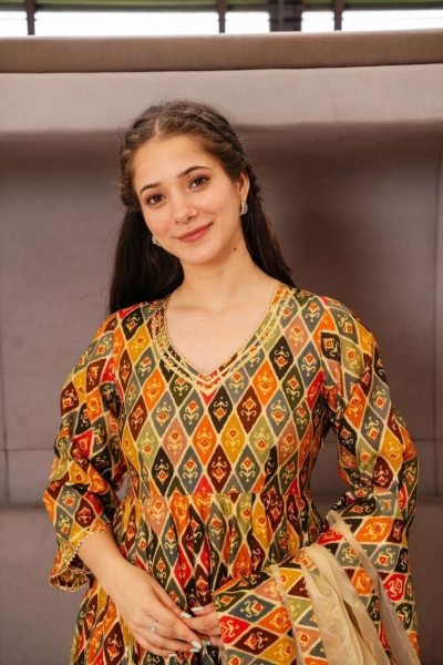 Designer Printed Rayon Anarkali Suit  With Georgette Dupatta For Women Kurti With Bottom Wholesale