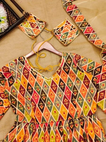 Designer Printed Rayon Anarkali Suit  With Georgette Dupatta For Women Kurti With Bottom Wholesale