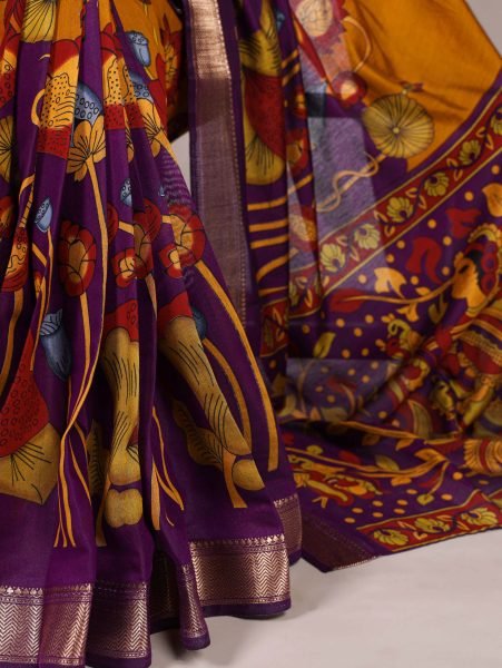 Designer Printed Viscose Chanderi Saree with Unstitched Blouse Ethnic Wear Collection by Royal Export Low Price Offer Silk Sarees Wholesale