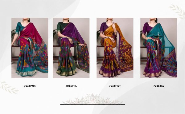 Designer Printed Viscose Chanderi Saree with Unstitched Blouse Ethnic Wear Collection by Royal Export Low Price Offer Silk Sarees Wholesale