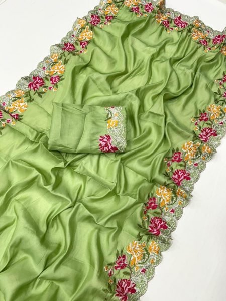 Designer Pure Tussar silk saree  With Embroidery  Work  Silk Sarees Wholesale