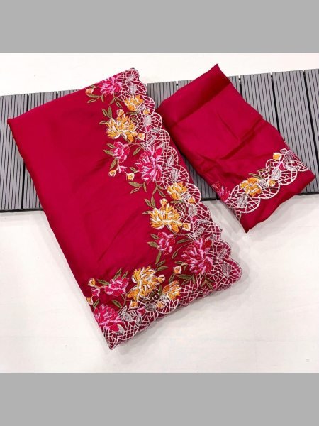 Designer Pure Tussar silk saree  With Embroidery  Work  Silk Sarees Wholesale