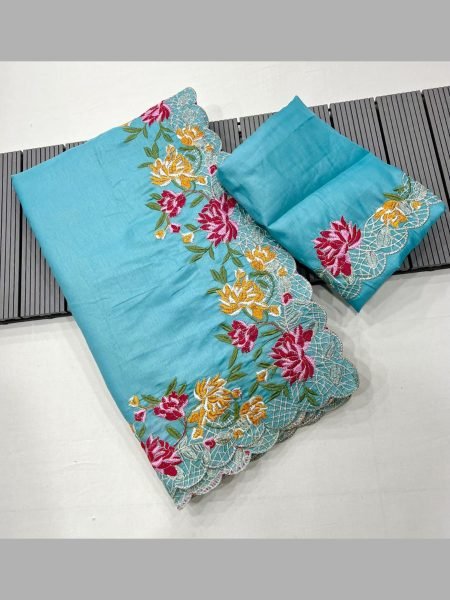 Designer Pure Tussar silk saree  With Embroidery  Work  Silk Sarees Wholesale
