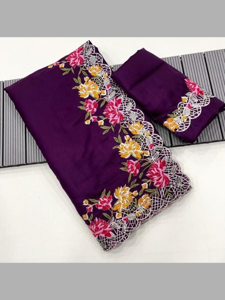 Designer Pure Tussar silk saree  With Embroidery  Work  Silk Sarees Wholesale