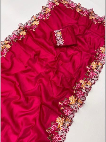 Designer Pure Tussar silk saree  With Embroidery  Work  Silk Sarees Wholesale