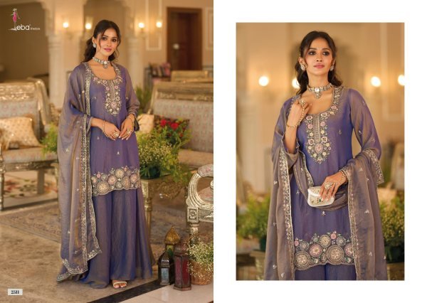 Designer Purple Moch Top Palazzo Set with Beaded and Matching Dupatta at Manufacturer Rate Designer Plazzo Salwar Suits Wholesale