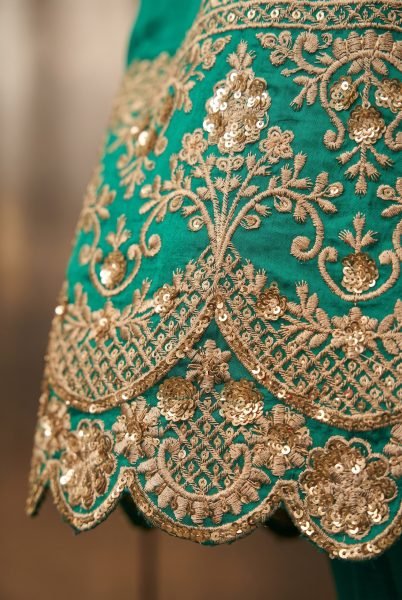 Designer Rama Premium Silk Embroidered Anarkali Suit with Matching Palazzo and Dupatta Anarakali Gown Wholesale