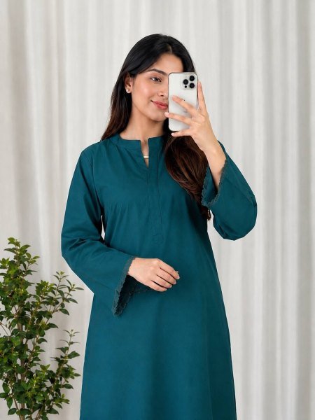 Designer Rama Rayon Cotton Kurti with Embroidered Palazzo for Women CO ORD Sets