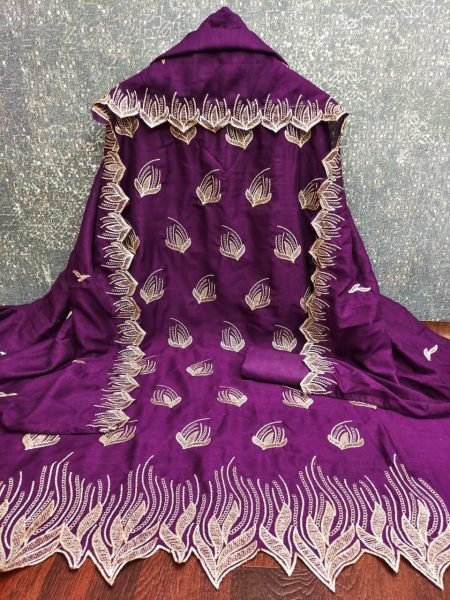 Designer Rashmi Vichitra Silk Multi Work Dress Material Collection  On Purple Fabric   Color Set Matching Dress Material Wholesale