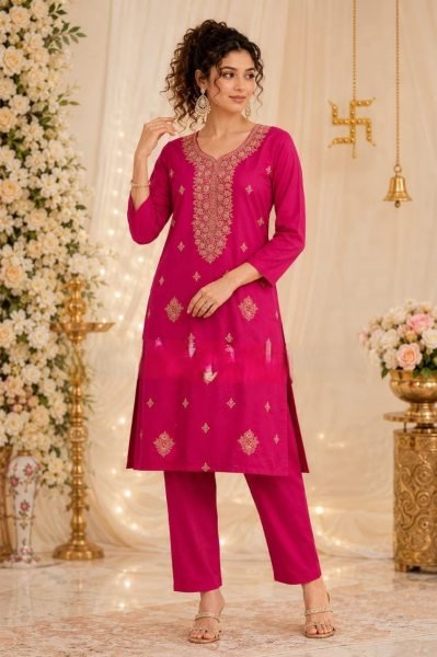 Designer Rayon A Line Embroidered Kurti with Matching Pant for Women Comfortable Summer Ethnic Wear  Embroidery Kurtis 
