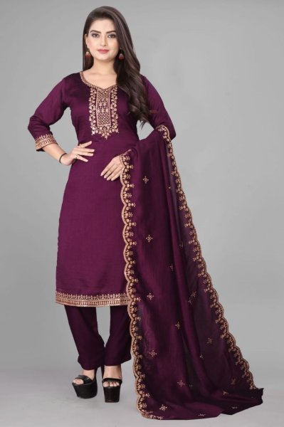 Designer Ready to Wear Rayon Slub Embroidered Kurta Pant Dupatta Set for Women Office Wear Embroidery Kurtis 