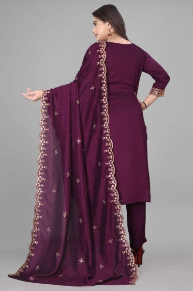 Designer Ready to Wear Rayon Slub Embroidered Kurta Pant Dupatta Set for Women Office Wear Embroidery Kurtis 